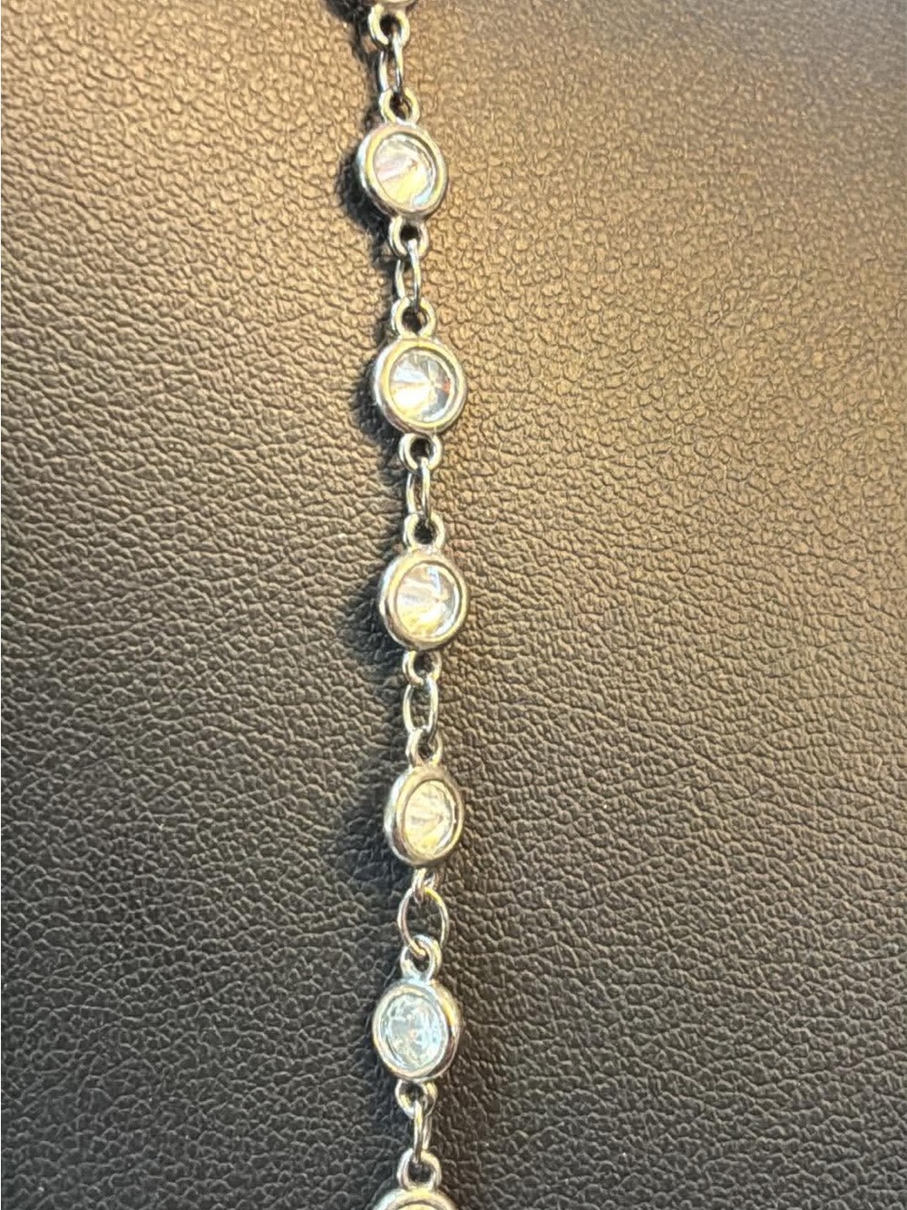 Pave Bead & Crystal Station Long Necklace - Silver - Picture 6 of 6